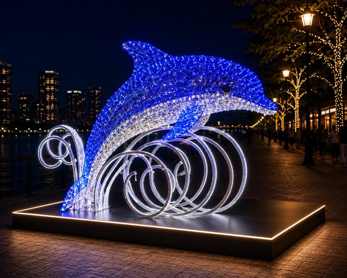 Dolphin Wave Light Sculpture