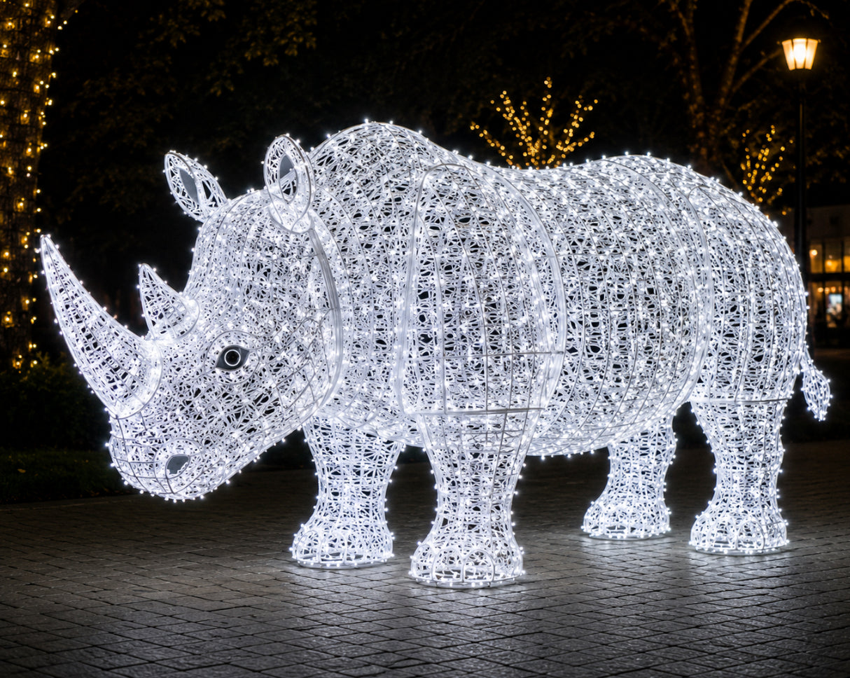 Illuminated Rhino Sculpture
