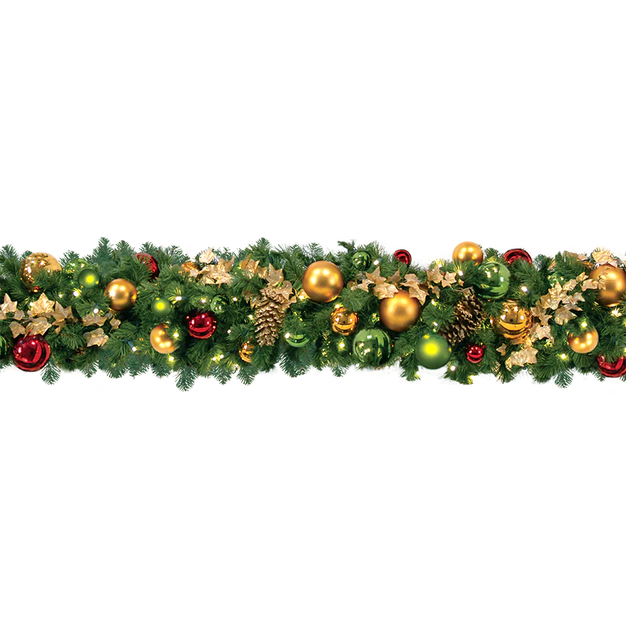 Classic Christmas Pre-Decorated Garlands 10' Sections