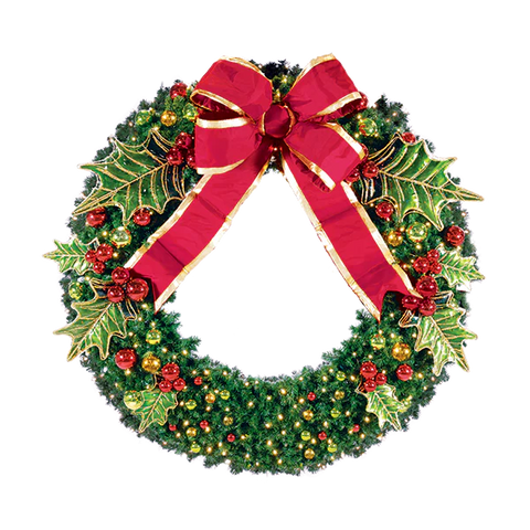 Holly Leaf Holiday Pre-Decorated Wreaths