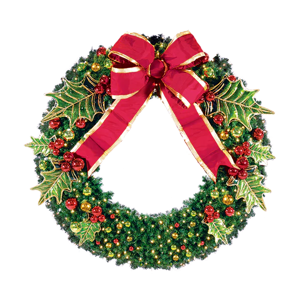 Holly Leaf Holiday Pre-Decorated Wreaths