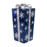 Lit Fiberglass Gift Box with Snowflake Design