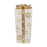 Lit Fiberglass Gift Box with Snowflake Design