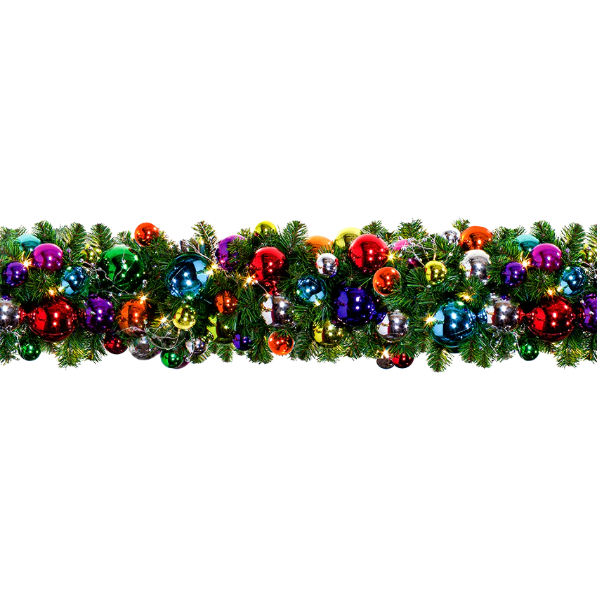 Multicolor Pop Pre-Decorated Garlands 10' Sections