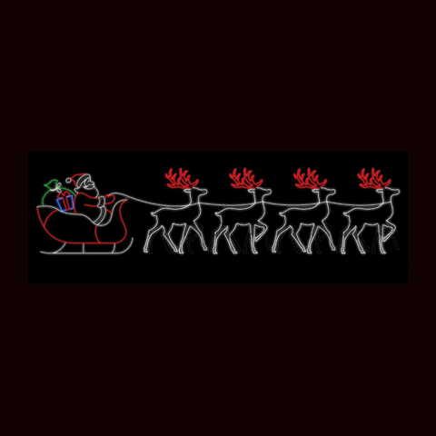 Santa Sleigh & Reindeer 2D Rope Light Display