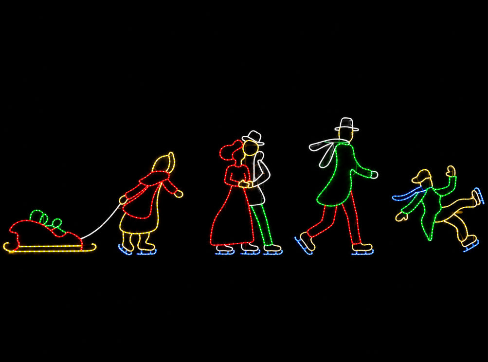 Skating Family 2D Rope Light Display
